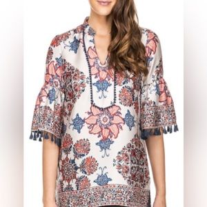 Jade Melody Tam Orange Patterned Lace Up Dress small